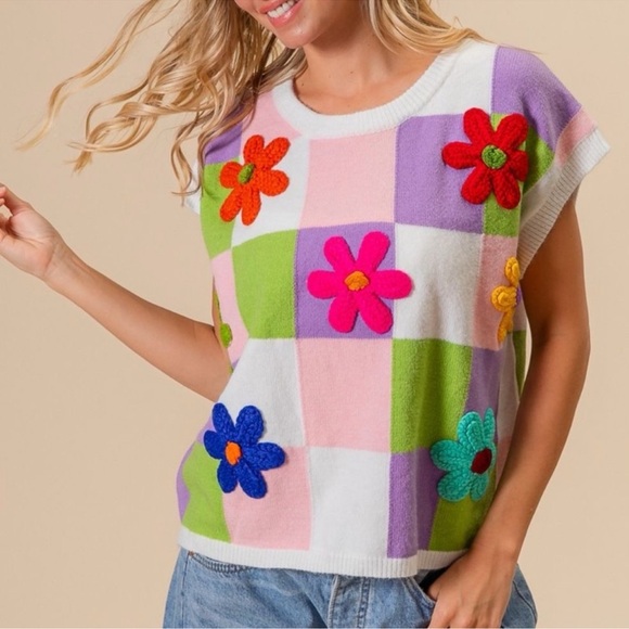 BiBi Knit Hoodie Rhombus Sweater Jacket main image 0
